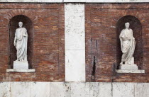 Italy, Lazio, Rome, Niche statue in the walls beneath Piazza del Quirinale.