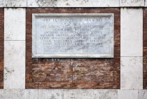 Italy, Lazio, Rome, Marble plaque in the walls beneath Piazza del Quirinale.