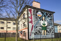 Ireland, Derry, The People's Gallery series of murals in the Bogside, Mural known as "The Death of Innocence", in memory of Annette McGavigan.