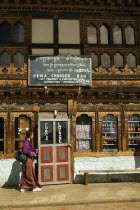 Bhutan, Bumthang District, Jakar, exterior of local hotel.