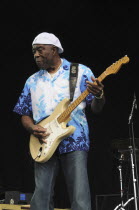 Music, Strings, Guitar, Blues guitarist Buddy Guy playing at Cornbury Festival 2010.