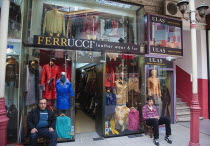 Turkey, Istanbul, Fatih, Sultanahmet, Kapalicarsi, Exterior of Ferrucci's leather garmets shop in the Grand Bazaar.