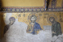 Turkey, Istanbul, Fatih, Sultanahmet, Haghia Sofia interior, Religious Mosaic.