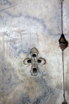 Turkey, Istanbul, Fatih, Sultanahmet, Haghia Sofia interior, cross carved into the marble.