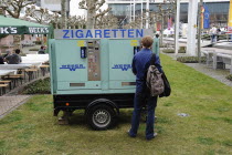 Germany, Hessen, Frankfurt, Mobile cigarette machine parked in the grounds of the Musik Messe trade show.