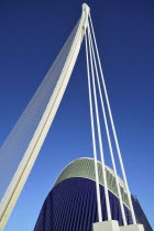 Spain, Valencia Province, Valencia, La Ciudad de las Artes y las Ciencias, City of Arts and Sciences, El Pont de l'Assut de l'Orr Bridge and Agora.