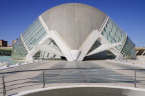 Spain, Valencia Province, Valencia, La Ciudad de las Artes y las Ciencias, City of Arts and Sciences, Palau de les Arts Reina Sofia, L'Hemisferic Imax Theatre Planetarium and Laserium.