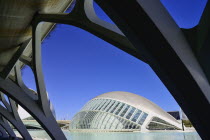 Spain, Valencia Province, Valencia, La Ciudad de las Artes y las Ciencias, City of Arts and Sciences, Palau de les Arts Reina Sofia, L'Hemisferic Imax Theatre Planetarium and Laserium.