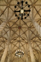 Spain, Valencia Province, Valencia, Llotja de la Seda, Ceiling of the Sala de Contratacion or Trading Hall, Also known as the Lonja de la Seda or in English The Silk Exchange.