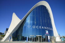 Spain, Valencia Province, Valencia, La Ciudad de las Artes y las Ciencias, City of Arts and Sciences, Oceanografic facade, The largest aquarium in Europe.