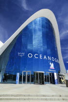 Spain, Valencia Province, Valencia, La Ciudad de las Artes y las Ciencias, City of Arts and Sciences, Oceanografic facade, The largest aquarium in Europe.