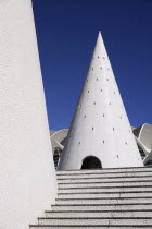 Spain, Valencia Province, Valencia, La Ciudad de las Artes y las Ciencias, City of Arts and Sciences, A lift on the Umbracle sculpture garden.