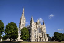 England, Wiltshire, Salisbury, Exterior of the Cathedral.