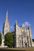 England, Wiltshire, Salisbury, Exterior of the Cathedral.