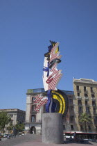 Spain, Catalonia, Barcelona, El Barri Gotic, Port Vell, El Cap de Barcelona sculpture by Roy Lichtenstein.