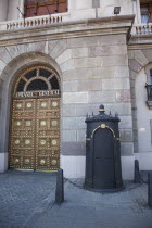Spain, Catalonia, Barcelona, El Barri Gotic, Entrance gates of the Capitania General military headquarters.