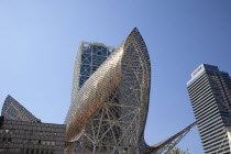 Spain, Catalonia, Barcelona, The Piex d'Or sculpture by Frank Gehry.