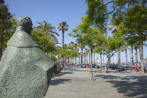 Spain, Catalonia, Barcelona, Barceloneta, Statue of Simon Bolivar.