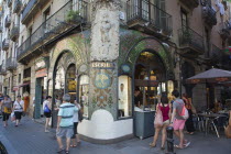 Spain, Catalonia, Barcelona, La Rambla, Exterior of Pasteleria Escriba.