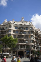Spain, Catalonia, Barcelona, La Pedrera or Casa Mila on Passeig de Gracia, deisgned by Antoni Gaudi