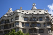 Spain, Catalonia, Barcelona, La Pedrera or Casa Mila on Passeig de Gracia, deisgned by Antoni Gaudi