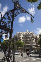 Spain, Catalonia, Barcelona, La Pedrera or Casa Mila on Passeig de Gracia, deisgned by Antoni Gaudi