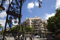 Spain, Catalonia, Barcelona, La Pedrera or Casa Mila on Passeig de Gracia, deisgned by Antoni Gaudi