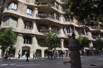 Spain, Catalonia, Barcelona, La Pedrera or Casa Mila on Passeig de Gracia, deisgned by Antoni Gaudi