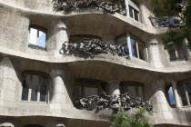 Spain, Catalonia, Barcelona, La Pedrera or Casa Mila on Passeig de Gracia, deisgned by Antoni Gaudi