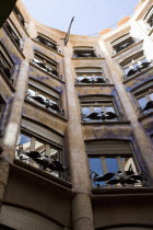 Spain, Catalonia, Barcelona, La Pedrera or Casa Mila on Passeig de Gracia, deisgned by Antoni Gaudi