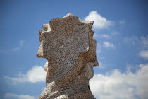 Spain, Catalonia, Barcelona, La Pedrera or Casa Mila on Passeig de Gracia, deisgned by Antoni Gaudi