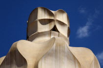 Spain, Catalonia, Barcelona, La Pedrera or Casa Mila on Passeig de Gracia, deisgned by Antoni Gaudi