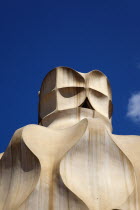 Spain, Catalonia, Barcelona, La Pedrera or Casa Mila on Passeig de Gracia, deisgned by Antoni Gaudi