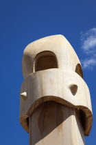 Spain, Catalonia, Barcelona, La Pedrera or Casa Mila on Passeig de Gracia, deisgned by Antoni Gaudi