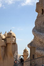 Spain, Catalonia, Barcelona, La Pedrera or Casa Mila on Passeig de Gracia, designed by Antoni Gaudi.