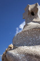 Spain, Catalonia, Barcelona, La Pedrera or Casa Mila on Passeig de Gracia, designed by Antoni Gaudi.