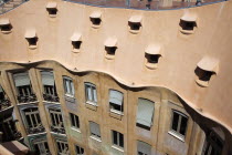 Spain, Catalonia, Barcelona, La Pedrera or Casa Mila on Passeig de Gracia, designed by Antoni Gaudi.