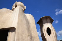 Spain, Catalonia, Barcelona, La Pedrera or Casa Mila on Passeig de Gracia, designed by Antoni Gaudi.