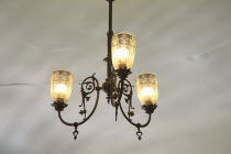 Spain, Catalonia, Barcelona, La Pedrera or Casa Mila on Passeig de Gracia, designed by Antoni Gaudi, Art Nouveau lighting in the Apartment.