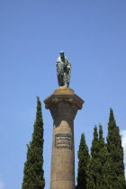 Spain, Catalonia, Barcelona, Placa de Mossen Jacint Verdaguer monument on the intersection of Passeig Sant Joan and Avinguda Diagonal.