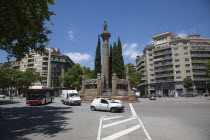 Spain, Catalonia, Barcelona, Placa de Mossen Jacint Verdaguer monument on the intersection of Passeig Sant Joan and Avinguda Diagonal.