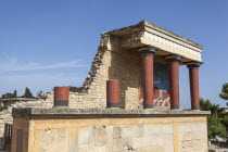 Greece, Crete, Knossos, The north entrance, Knossos Palace.