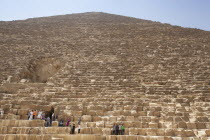 Egypt, Cairo, Giza, Great Pyramid of Giza, also known as Pyramid of Khufu and Pyramid of Cheops.