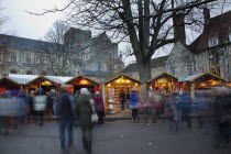 England, Hampshire, Winchester, Christmas market in the grounds of the Cathedral.