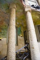 Spain, catalonia, Barcelona, Detail of the central courtyard of Casa Mila apartment building known as La Pedrera or Stone Quarry designed by Antoni Gaudi in the Eixample district.
