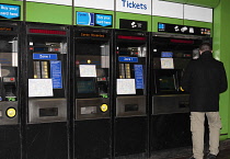 England, London, Ticket machine at Charing Cross Underground station.