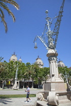 Spain, Catalonia, Barcelona, Parc de la Ciutadella with the roof of Palau de Justica visible.
