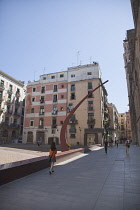 Spain, Catalonia, Barcelona, Fossar de les Moreres in the Placa de Santa Maria de Mar.