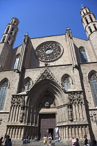 Spain, Catalonia, Barcelona, Exterior of the Church of Santa Maria del Mar.
