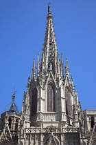 Spain, Catalonia, Barcelona, tourists outside the Cathedral of the Holy Cross and Saint Eulalia.